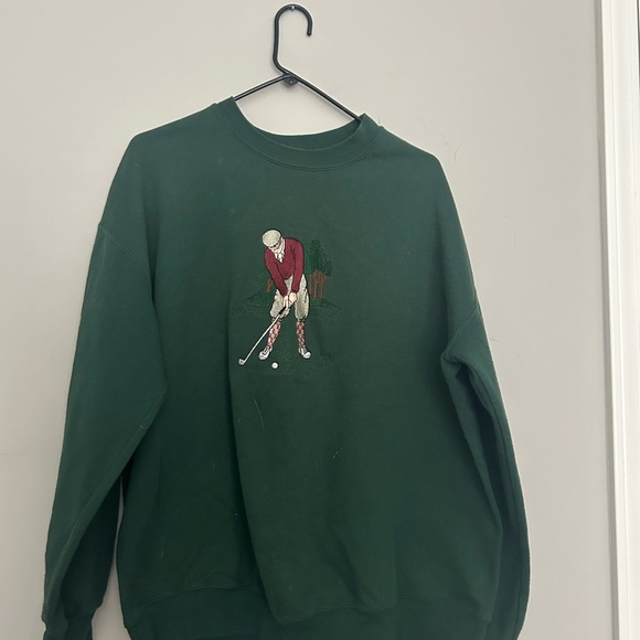 Golf sweatshirt dark green golfer pic - Picture 2 of 6